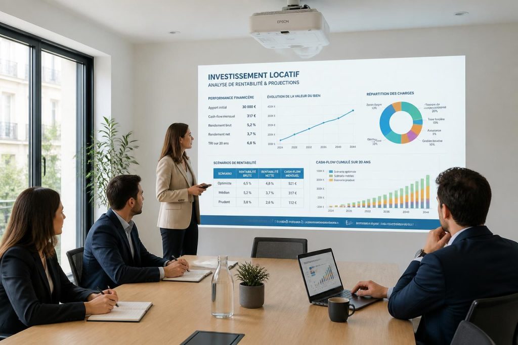 découvrez les chiffres clés et les scénarios projetés de l'investissement locatif grâce à une présentation immersive avec le vidéoprojecteur epson.