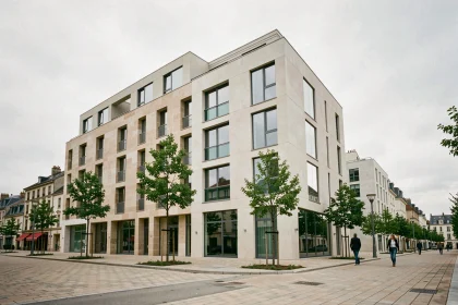 Nouveau quartier urbain rénové à Alfortville avec immeubles modernes et boulevard piétonnier dans le cadre du projet CONVERGENCE 94