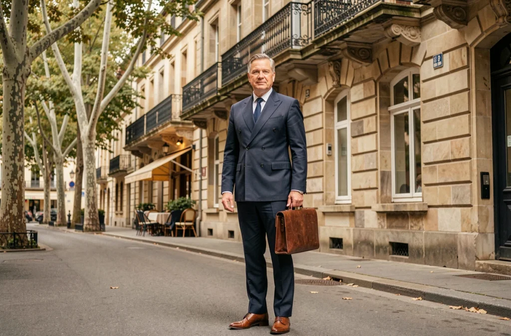 Agent immobilier de TOPIMMO Colmar Delattre devant un immeuble en pierre rue Delattre à Colmar